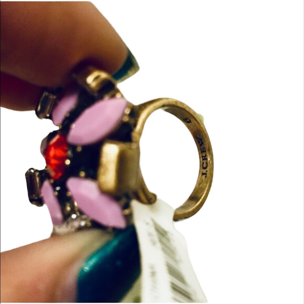 NWT J Crew: Size 6 Vintage! Purple & Red Stud Flower Ring - Picture 3 of 3